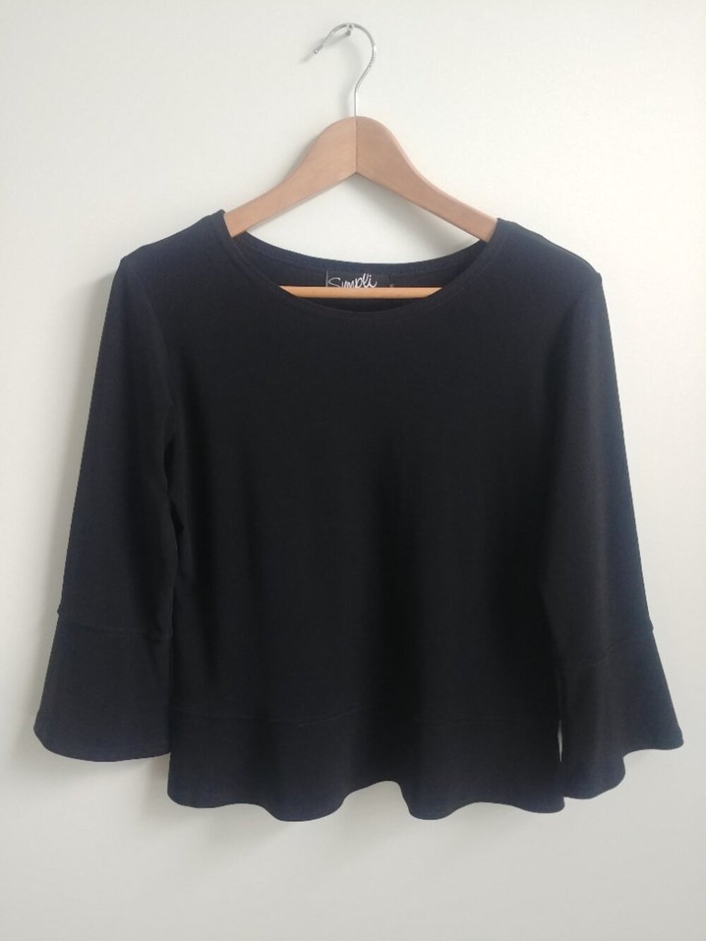 Sympli made in Canada 6 classic little black top stretch blouse slight peplum